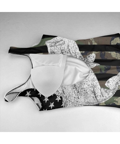 Racing Green Camo Camouflage Flag Bass Fishing Womens Bikini One Piece Swimsuits - White - CA18TT0MMEK