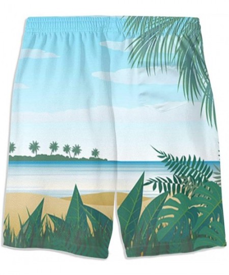 Trunks Summer Landscapemen'S Surfing Beach Quick-Drying Printed Shorts - White - CE19E4Y3R00