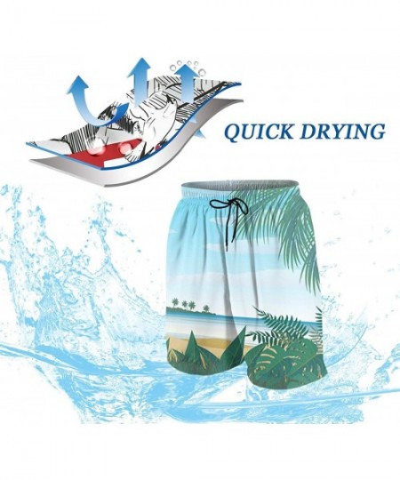 Trunks Summer Landscapemen'S Surfing Beach Quick-Drying Printed Shorts - White - CE19E4Y3R00