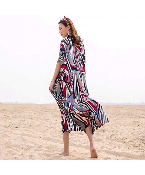 Cover-Ups Women's Summer Dress Caftan Tunic Kimono Beachwear Cover Up Maxi Casual Dress (Free Size) - 51 - C9199NLG3OH