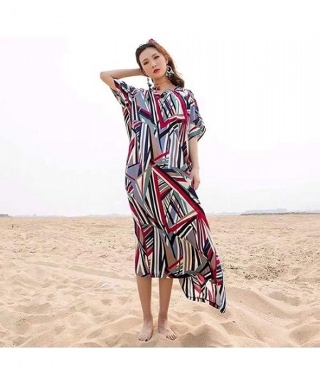 Cover-Ups Women's Summer Dress Caftan Tunic Kimono Beachwear Cover Up Maxi Casual Dress (Free Size) - 51 - C9199NLG3OH