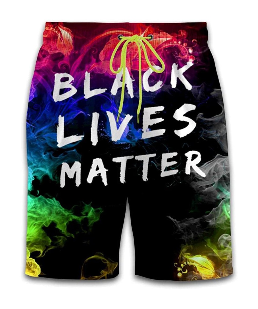 Board Shorts Men's Beach Pants 3D Print Black Lives Matter I Can't Breathe Swim Trunks Summer Surf Athletic Shorts - White - ...