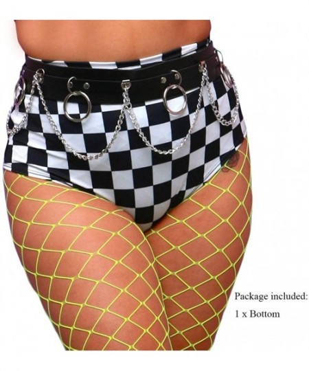 Tankinis Women's Rave High Waisted Checkered Booty Shorts Bottoms Checkboard Bikini for Music Festivals DEM - CC193UOG52K