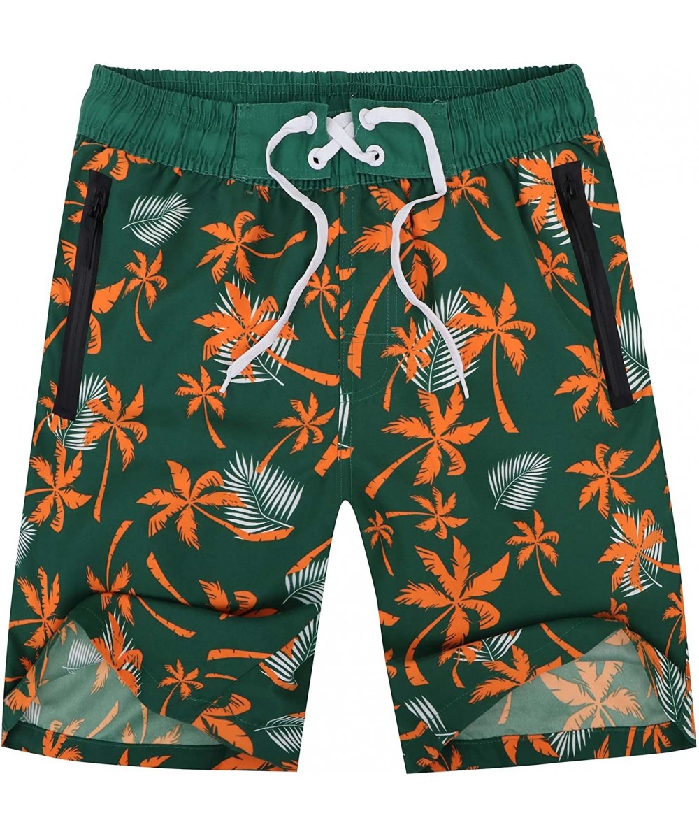 Board Shorts Men's Quick Dry Swim Trunks Beach Shorts Watershorts with Mesh Lining - Mark_green - CI18E0INS45