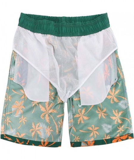 Board Shorts Men's Quick Dry Swim Trunks Beach Shorts Watershorts with Mesh Lining - Mark_green - CI18E0INS45