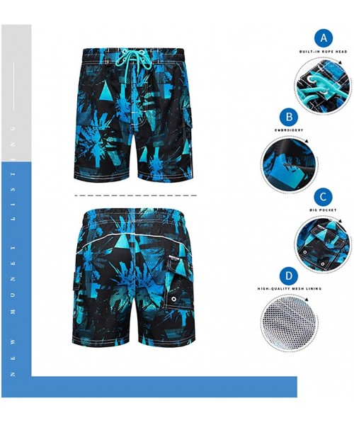 Trunks Mens Swim Trunks Quick Dry Funny Shorts with Mesh Lining Swimwear Bathing Suits - C153-blue - CT190G9WA5S