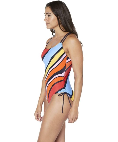 One-Pieces Women's Double Cross Back Shirred Front One Piece - Newport Stripe - CX18A9W0EMO