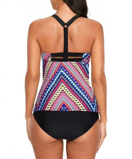 Tankinis Womens Striped Printed Strappy Racerback Tankini Swim Top No Bottom S - XXXL - Multicoloured - C21962OD59A