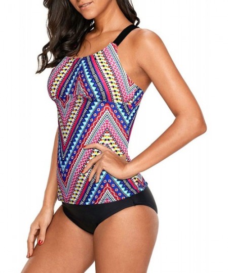 Tankinis Womens Striped Printed Strappy Racerback Tankini Swim Top No Bottom S - XXXL - Multicoloured - C21962OD59A