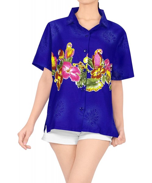 Cover-Ups Women Plus Size Summer Tropical Hawaiian Beach Shirt Swimwear Printed B - Blue_x63 - C212MY9PD2X