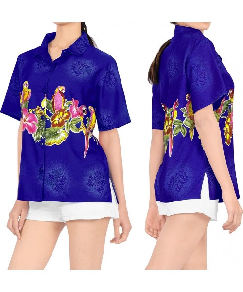 Cover-Ups Women Plus Size Summer Tropical Hawaiian Beach Shirt Swimwear Printed B - Blue_x63 - C212MY9PD2X