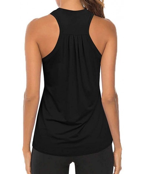 Tops Women Workout Tops Mesh Racerback Tank Yoga Shirts Gym Clothes - D6-black - C419CG2OMT0