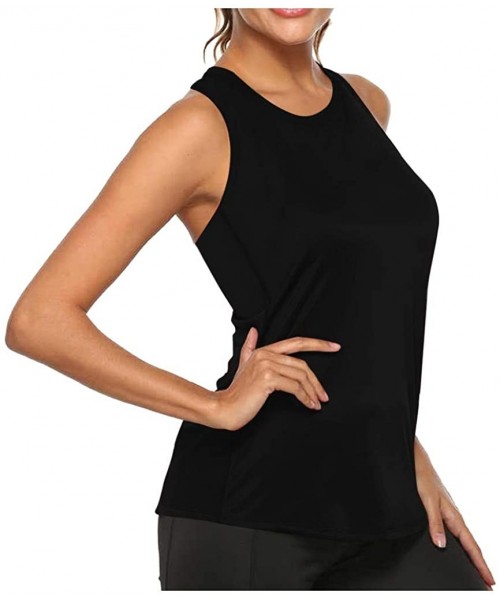 Tops Women Workout Tops Mesh Racerback Tank Yoga Shirts Gym Clothes - D6-black - C419CG2OMT0