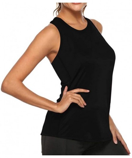 Tops Women Workout Tops Mesh Racerback Tank Yoga Shirts Gym Clothes - D6-black - C419CG2OMT0