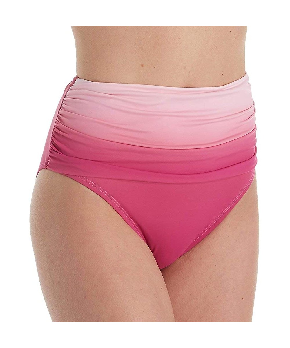 Tankinis Women's Good Hombre Shirred High Waist Brief Swim Bottom H19902 - Jazzberry - C718QMZ0Z78