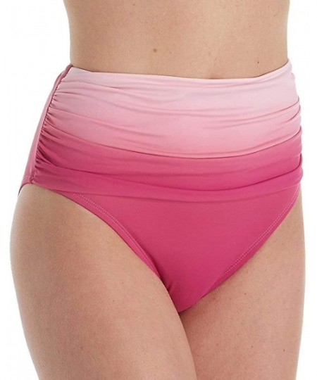 Tankinis Women's Good Hombre Shirred High Waist Brief Swim Bottom H19902 - Jazzberry - C718QMZ0Z78