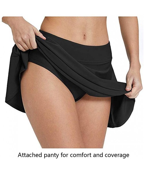 Bottoms High Waisted Swim Skirt-Women's Sexy Bikini Tankini Bottom with Side Pocket - Black - CO1976UTUMX