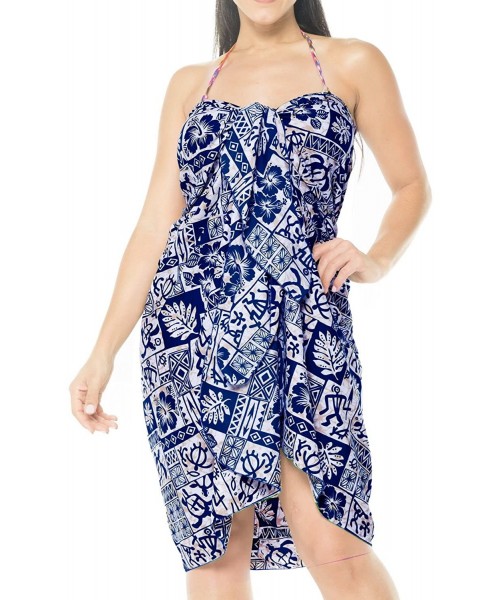 Cover-Ups Women Plus Size Beach Swimsuit Sarong Swimwear Cover Up Tie Full Long I - Blue_e458 - C112O5JGMJH