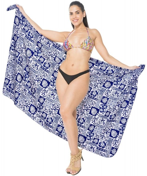 Cover-Ups Women Plus Size Beach Swimsuit Sarong Swimwear Cover Up Tie Full Long I - Blue_e458 - C112O5JGMJH