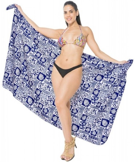 Cover-Ups Women Plus Size Beach Swimsuit Sarong Swimwear Cover Up Tie Full Long I - Blue_e458 - C112O5JGMJH