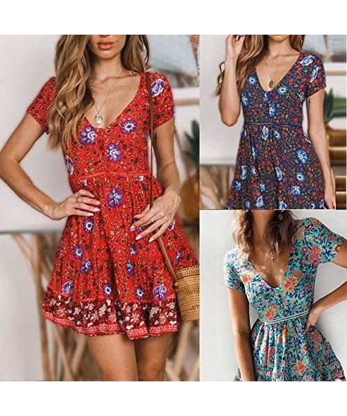 Cover-Ups Women Tunic Tops Dress Lady Outfit Evening Party Mini Dress - G-red - C3196U2LMYM