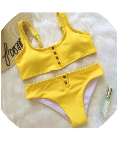 Racing Brazilian Bikini Push Up Bathing Suit Swimsuit - Yellow3 - CZ18TWDO0OL