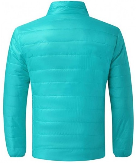 Racing Mens Winter Quilted Insulated Zipper Thickened Warm Down Jacket Puffer with Thermal Light Coat - Light Blue - CL193M3ZUXM