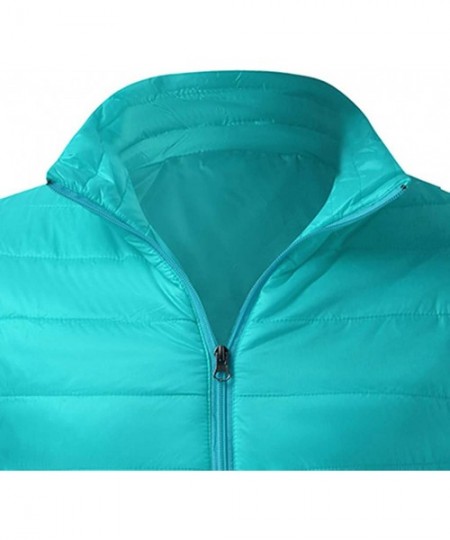 Racing Mens Winter Quilted Insulated Zipper Thickened Warm Down Jacket Puffer with Thermal Light Coat - Light Blue - CL193M3ZUXM