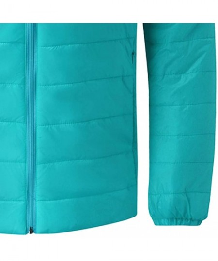 Racing Mens Winter Quilted Insulated Zipper Thickened Warm Down Jacket Puffer with Thermal Light Coat - Light Blue - CL193M3ZUXM