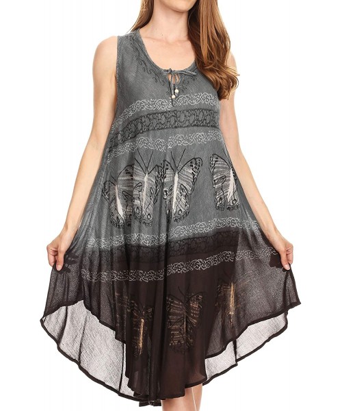 Cover-Ups Etta Women's Sleeveless Casual Summer Maxi Loose Fit Tie Dye Long Dress - 19107-c5 - CB18QYLYRTY