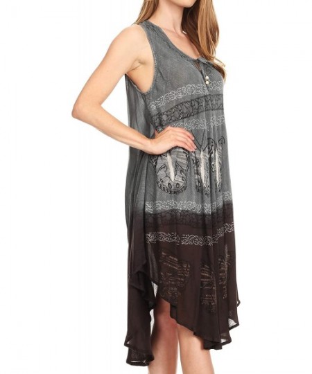 Cover-Ups Etta Women's Sleeveless Casual Summer Maxi Loose Fit Tie Dye Long Dress - 19107-c5 - CB18QYLYRTY