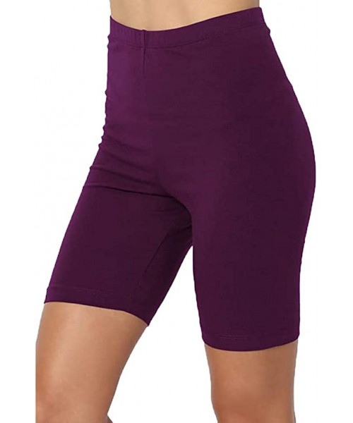 Board Shorts Women Sport Yoga Shorts Mid Cotton Spandex High Waist Active Sport Short Leggings - Purple - CK19042EZSC