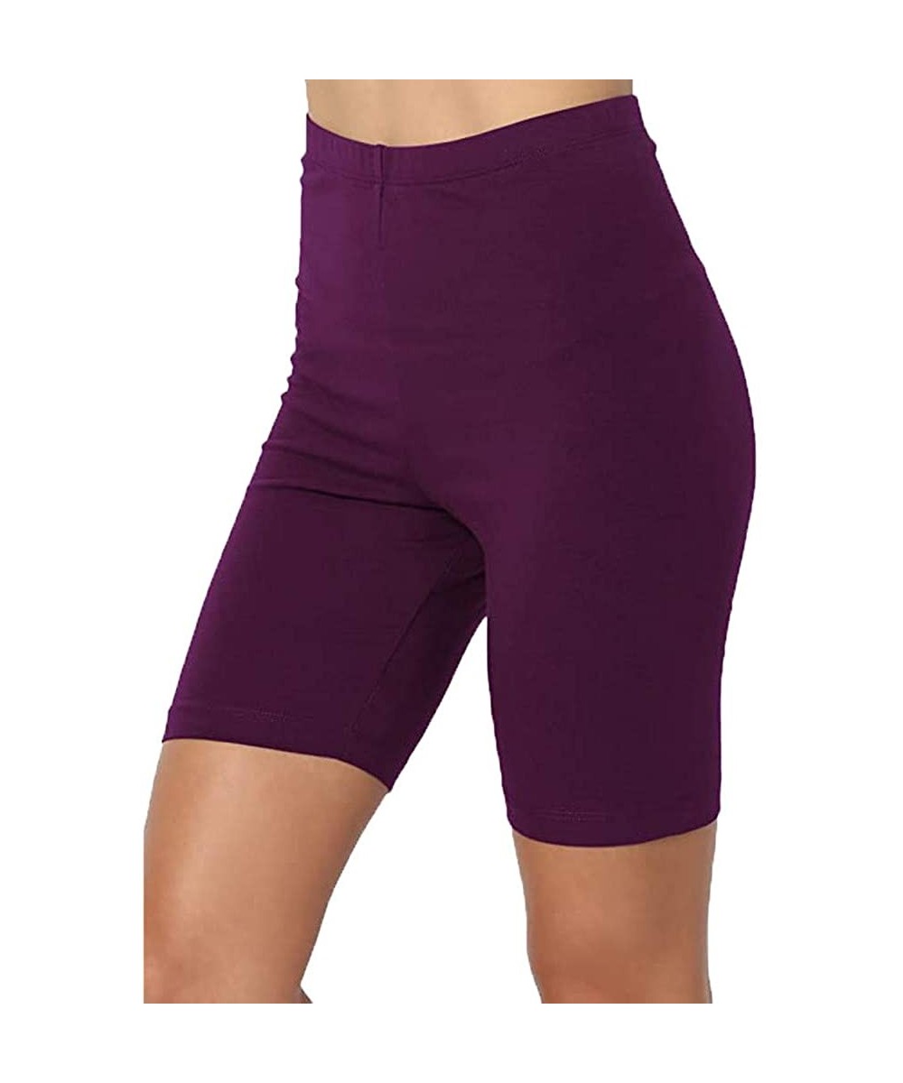 Board Shorts Women Sport Yoga Shorts Mid Cotton Spandex High Waist Active Sport Short Leggings - Purple - CK19042EZSC