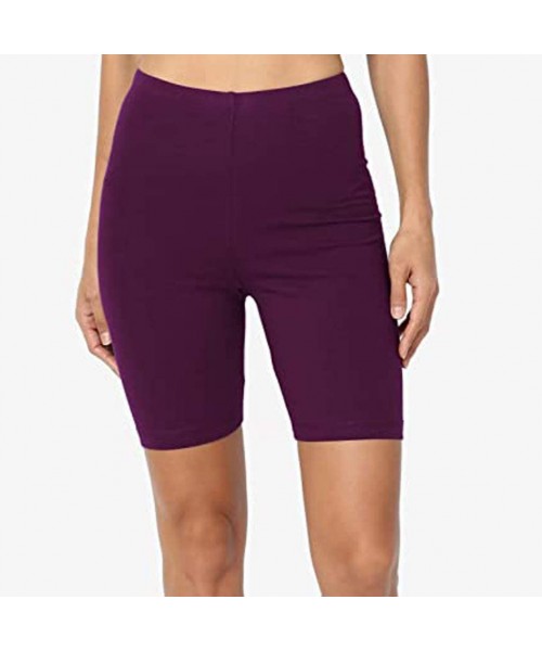 Board Shorts Women Sport Yoga Shorts Mid Cotton Spandex High Waist Active Sport Short Leggings - Purple - CK19042EZSC