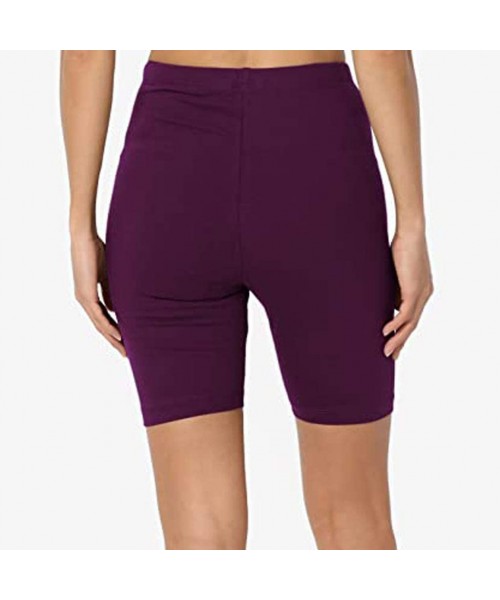 Board Shorts Women Sport Yoga Shorts Mid Cotton Spandex High Waist Active Sport Short Leggings - Purple - CK19042EZSC