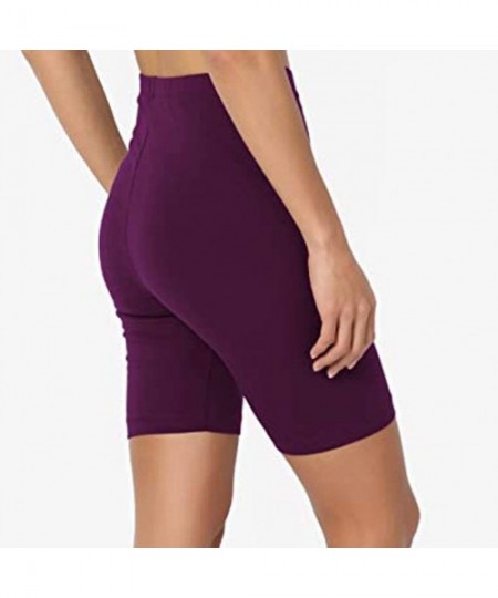 Board Shorts Women Sport Yoga Shorts Mid Cotton Spandex High Waist Active Sport Short Leggings - Purple - CK19042EZSC