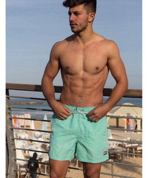 Board Shorts Men Swimwear Swimsuits Swim Beach Board Surf Shorts Quick Drying Trunks - Light Green - CU18EMRES4Y