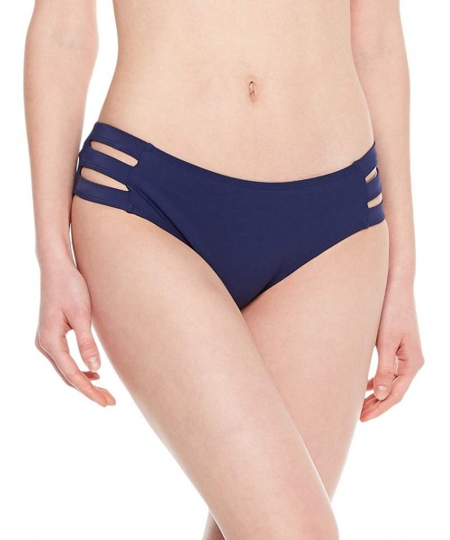 Bottoms Women's Strappy Bathing Suit Bottom Full Coverage Bikini Bottom - Navy Blue(strappy) - C318NCN2OO4