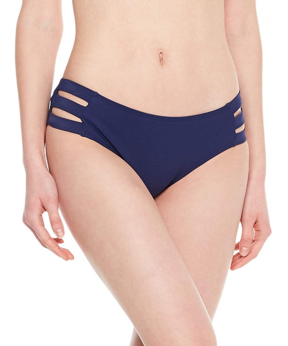 Bottoms Women's Strappy Bathing Suit Bottom Full Coverage Bikini Bottom - Navy Blue(strappy) - C318NCN2OO4