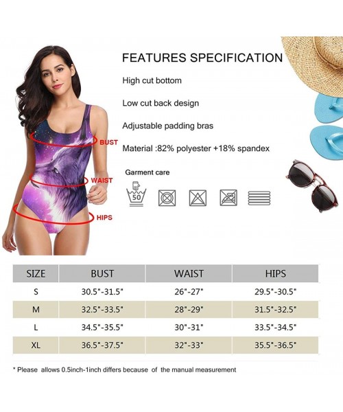 Racing Girls Retro Bathing Suit Beach Swimwear for Fitness Daily Wear - Abstract Beautiful Galaxy Wolf 9 - C21900M8OWE