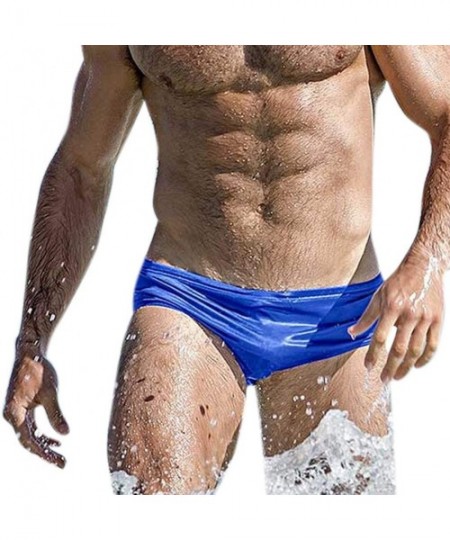 Trunks Fashion Trunks Men Breathable Beach Solid Color Running Swimming Underwear Pants - Blue - CC18QELGNCE