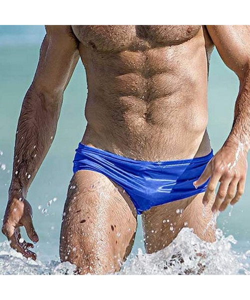 Trunks Fashion Trunks Men Breathable Beach Solid Color Running Swimming Underwear Pants - Blue - CC18QELGNCE