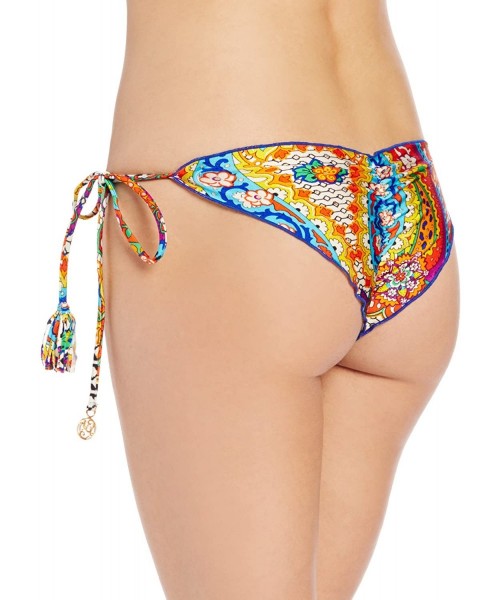 Bottoms Women's Samba Caracol Tassels Wavy Brazilian Tie-Side Ruched Bikini Bottom - Multi - CC11HH8UP0Z