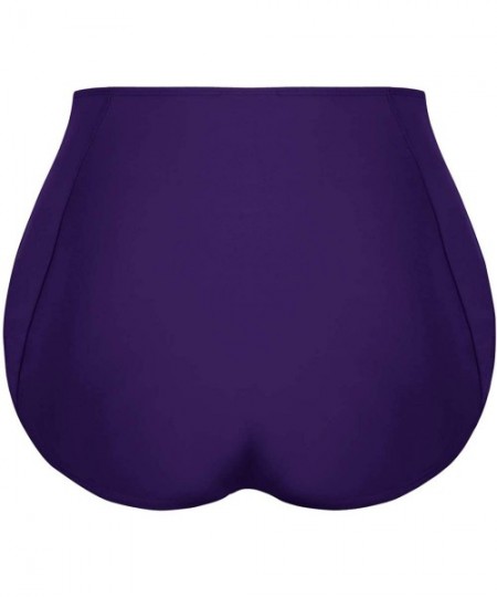 Bottoms Women's High Waisted Bikini Bottom Tummy Control Ruched Tankini Swimsuit Briefs - Purple - CB18NOMOSZZ