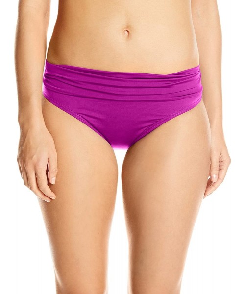 Bottoms Women's Solid Shirred Waist Bikini Bottom - Wine Berry - CS182T3LRU6