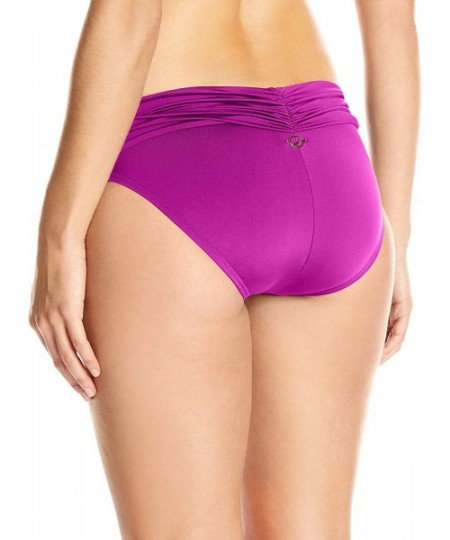 Bottoms Women's Solid Shirred Waist Bikini Bottom - Wine Berry - CS182T3LRU6