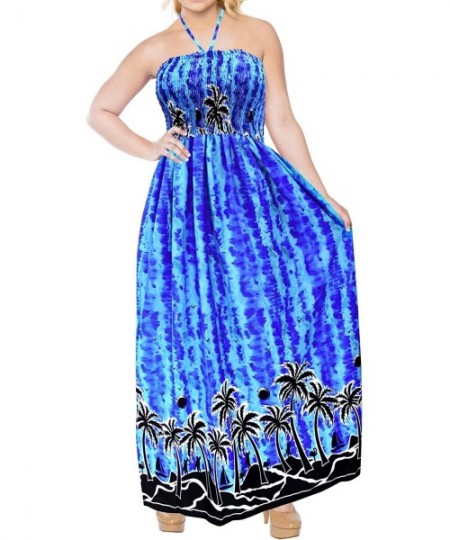 Cover-Ups Women's Beach Dress Summer Casual Elegant Party Tube Dress Printed A - Blue_q8 - C2182KQ3TT9