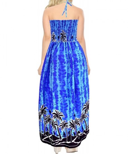 Cover-Ups Women's Beach Dress Summer Casual Elegant Party Tube Dress Printed A - Blue_q8 - C2182KQ3TT9