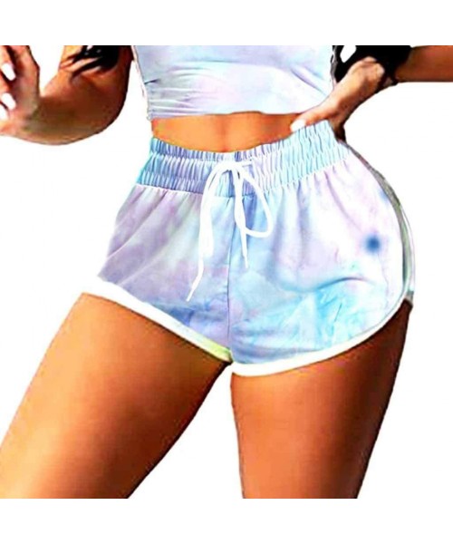 Cover-Ups Women Basic Slip Shorts Compression Workout Leggings Yoga Shorts Capris - 008 Light Blue - CJ190OZKM8T