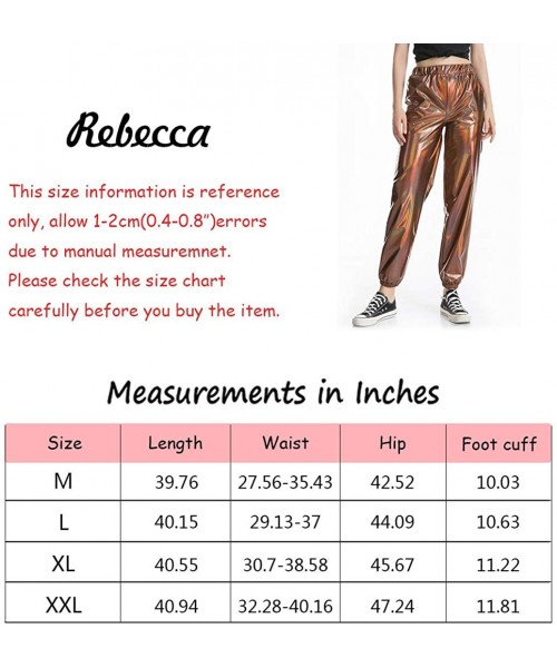 Sets Women's Metallic Shiny Jogger Pants Holographic Hip Hop Sweatpant Tap. - Khaki - C918Z3NZ6TE